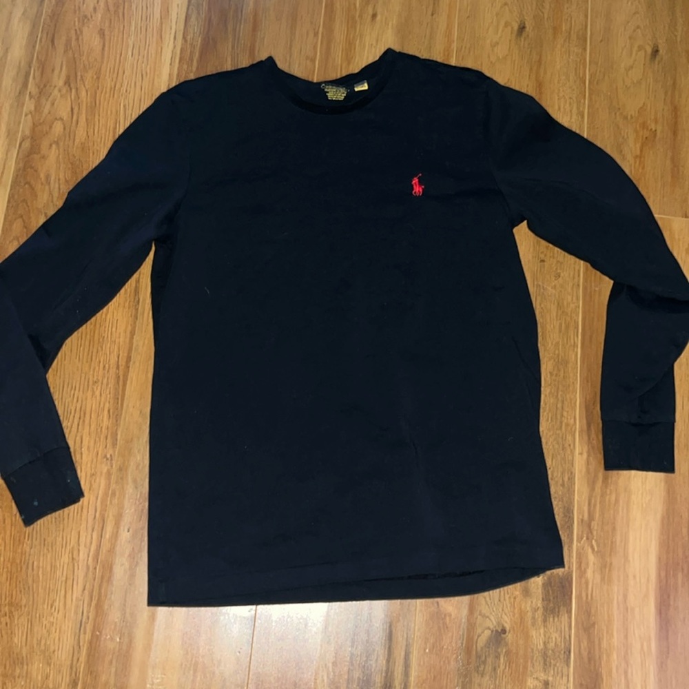 Black Long Sleeve Ralph Lauren Polo Tee (which red embroidered logo) Size Small